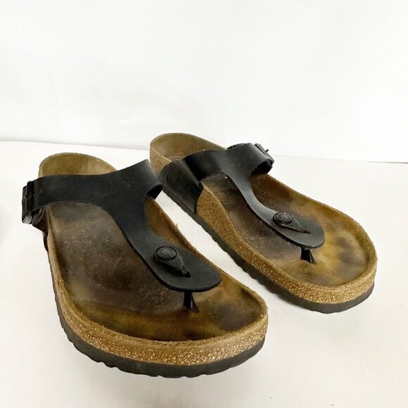 Birkenstock Mens Gizeh Sandlas Slip On Thong Black US 11-11.5 W 9-9.5M Comfort - Picture 1 of 10